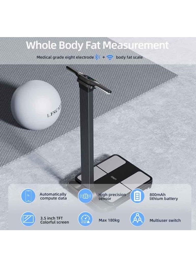 ميزان سمارت سكيل برو ماكس – ميزان ذكي بدون انحناء مزود بمؤشر كتلة الجسم، وقياس كتلة العضلات، وميزان كامل لتكوين الجسم مع تتبع رقمي للوزن، وميزان مسح الجسم بمقبض، وجهاز مسح دهون الجسم - Image 2